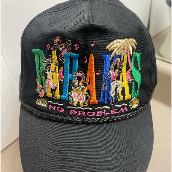 Vintage Bahamas No Problem Colorful Black Rope Golf SnapBack Hat Cap Rastafarian - Picture 1 of 8